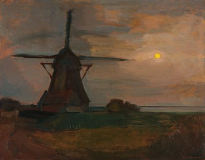 Oostzijdse Mühle im Mondlicht, ca. 1907 von Piet Mondrian